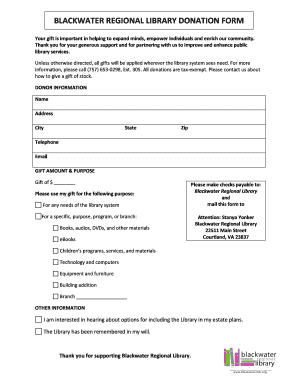 Blackwater Regional Library Donation Form