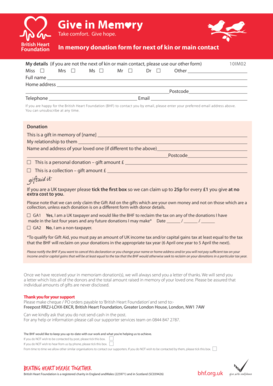 In Memory Donation Form