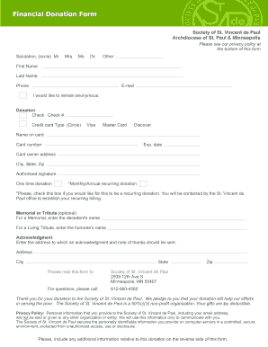Financial Donation Form