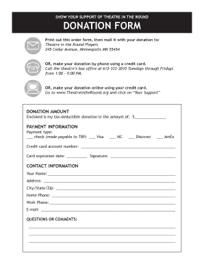 Theatre in the Round Donation Form
