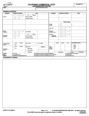 California Commercial Auto Insurance Application