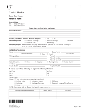 Cancer Care Program Referral Form