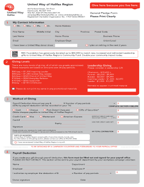 United Way Halifax General Pledge Form