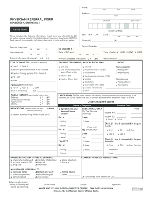 Physician Referral Form for Diabetes Centre