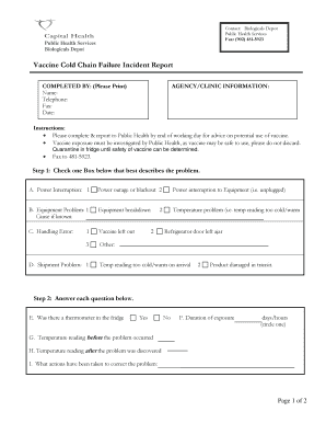 How to make an incident report - Vaccine Cold Chain Failure Incident Report Form - cdha nshealth