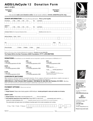 AIDS/LifeCycle Donation Form