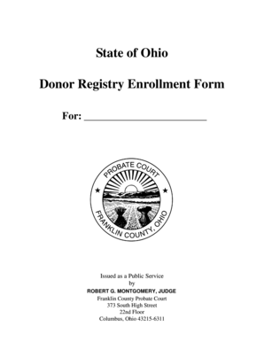 Ohio Donor Registry Enrollment Form