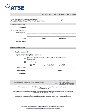 Tax Deductible Donation Form