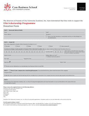 USA Scholarship Programme Donation Form - Cass Business School