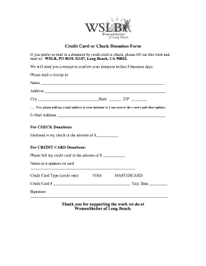 Credit Card or Check Donation Form