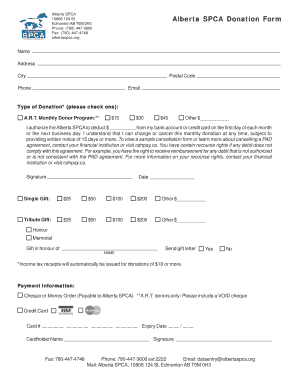 Alberta SPCA Donation Form