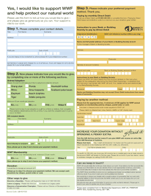 WWF Direct Debit Donation Form