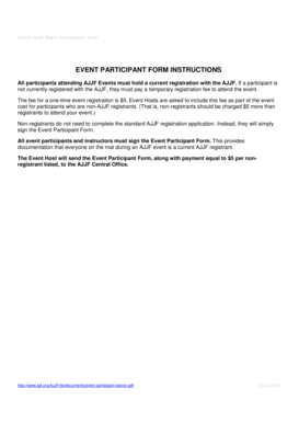 AJJF Event Participant Waiver and Registration Verification Form