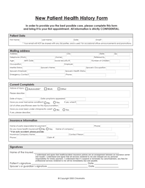 New Patient Health History Form