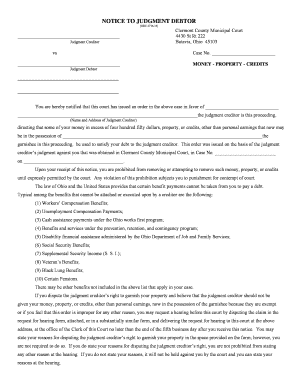 Notice to Judgment Debtor