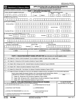 VA Form 22-1990 Application for Education Benefits