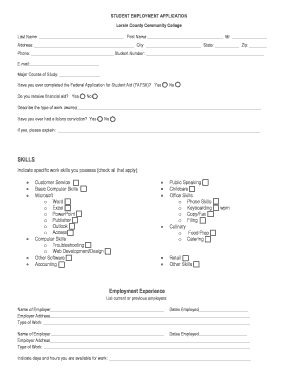 Student Employment Application