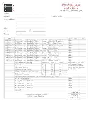 TPS CSSA Math Order Form TPS CSSA Math Order Form