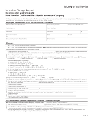 Blue Shield of California Subscriber Change Request