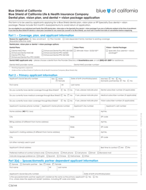 Blue Shield California Dental Vision Application Form