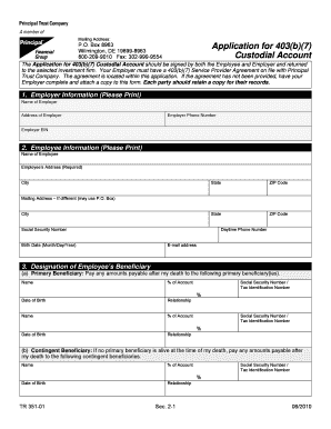 403(b)(7) Custodial Account Application