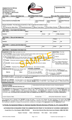 Vehicle Service Agreement Form