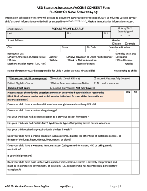 ASD Seasonal Influenza Vaccine Consent Form