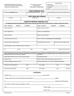 Ohio Certificate of Adoption