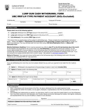 UBC Faculty Pension Plan Lump Sum Withdrawal Form