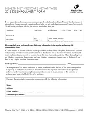 Health Net Medicare Advantage Disenrollment Form
