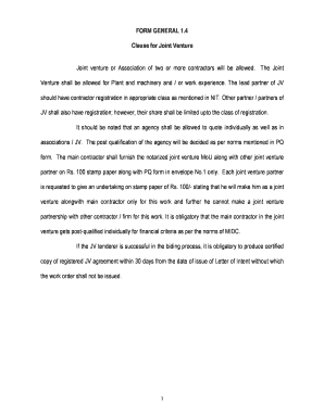 Joint Venture Agreement Template