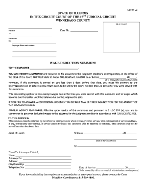 Illinois Wage Deduction Summons
