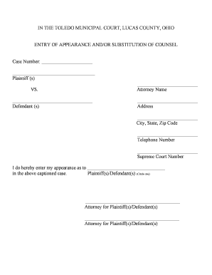 Entry of Appearance and Substitution of Counsel