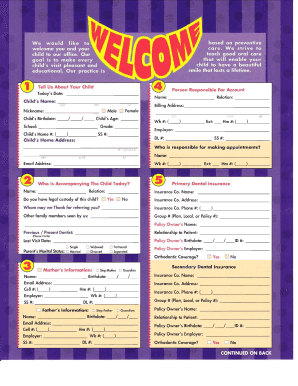 Child Dental Health Form