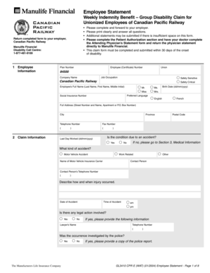 Employee Statement - Group Disability Claim