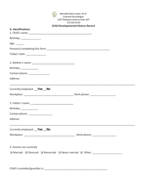 Child Developmental History Record