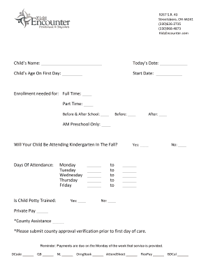 Ohio Child Medical Statement Form