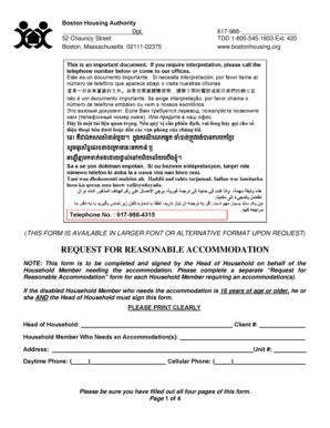 Request for Reasonable Accommodation