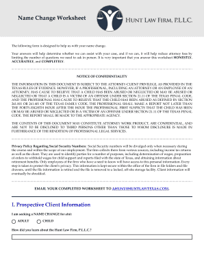 Texas Adult Name Change Worksheet