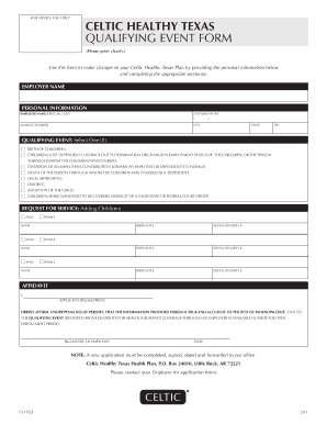 Celtic Healthy Texas Employee Enrollment Form