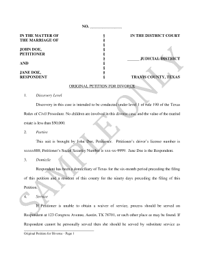 Texas Divorce Petition
