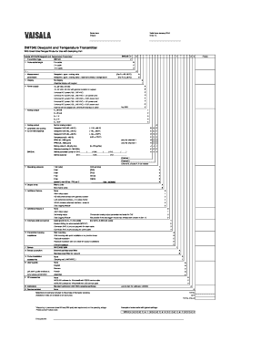 Dewpoint and Temperature Transmitter Order Form