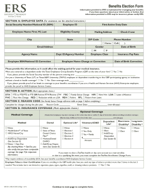 Texas Employee Benefits Election Form