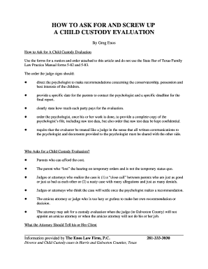 Child Custody Evaluation Motion and Order