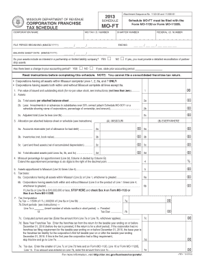 Missouri Corporation Franchise Tax Schedule MO-FT