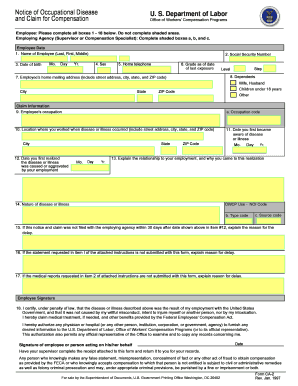 Notice of Occupational Disease and Claim for Compensation