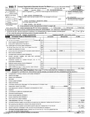 Form 990-T Exempt Organization Business Income Tax Return