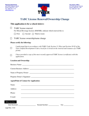 TABC License Renewal/Ownership Change Form