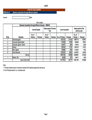 Form NL-40 Business Acquisition Disclosure