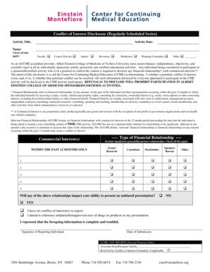 Conflict of Interest Disclosure Form